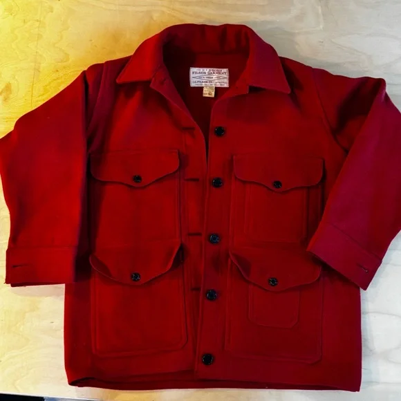 Vintage Filson Seattle Mackinaw Wool Red Coat Jacket Womens Size 14 - Picture 1 of 7